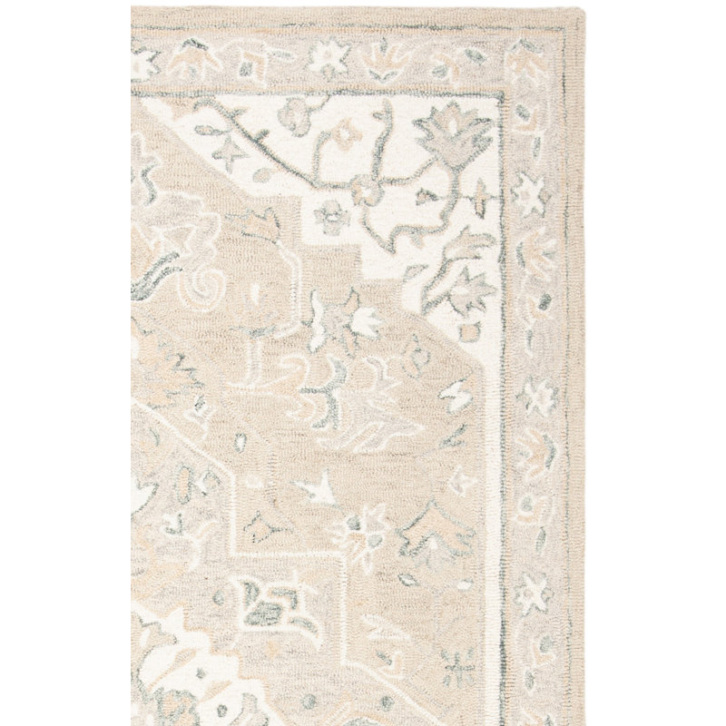 Tapis oriental en laine et coton touffeté à la main avec latex, Rectangle 2 pi 3 po x 5 pi