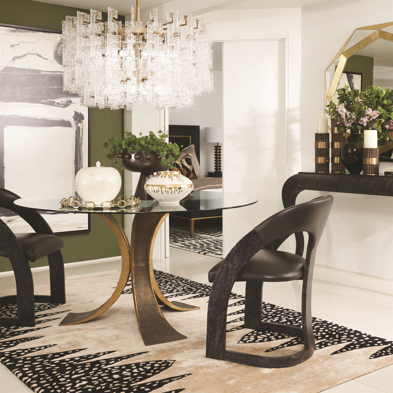 Delia Dining Chair-Ebony Cerused Leather, Black, Black
