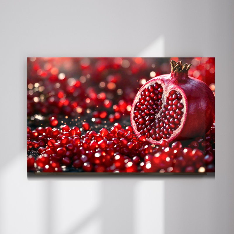 Art mural en verre trempé grenade, 16" H x 20" W