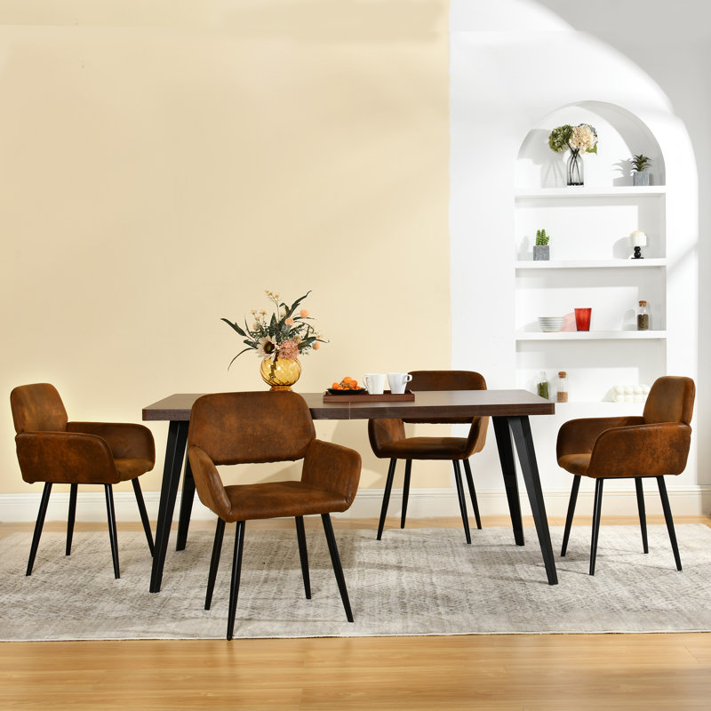 Cortinas Adison Dining Table Set 63" Rectangular Dining Table with Open Back Upholstered Chairs for Dining Room Comfort and Style