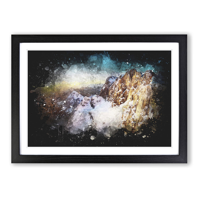 Hoher Dachstein Mountain in Austria - Picture Frame Painting Print, 45cm H x 63cm W x 2cm D, Black Framed