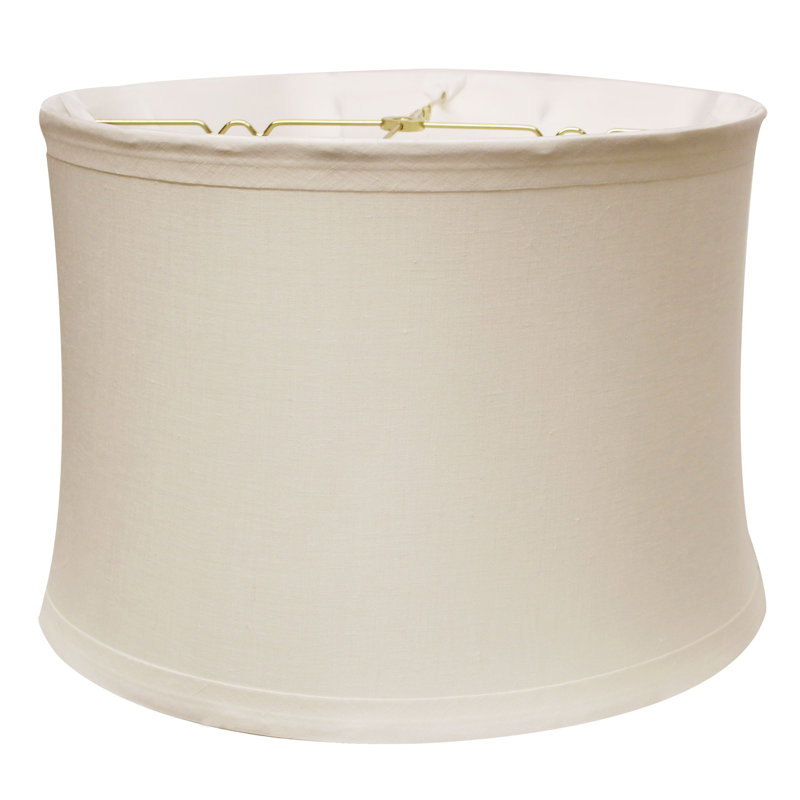 16 po en haut x 17 po en bas x 12 po de hauteur, tambour sans étreinte avec abat-jour souple à garniture de 1 po avec garniture de rondelle, abat-jour en tissu couleur neige pour lampes de table, lin naturel