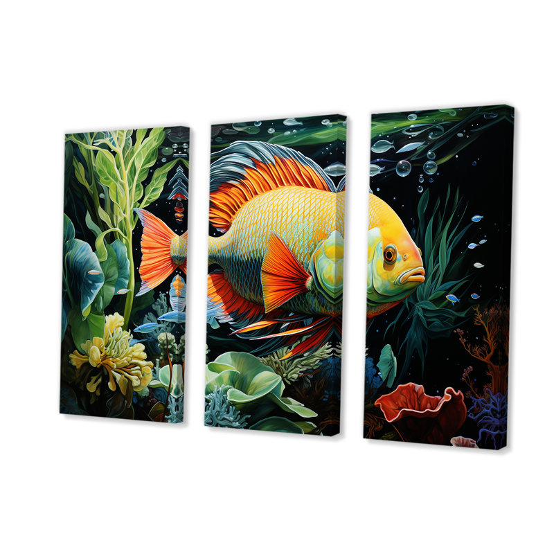 Poissons sous l'eau au pays des merveilles - poisson, art mural, H 28 po x l 36 po