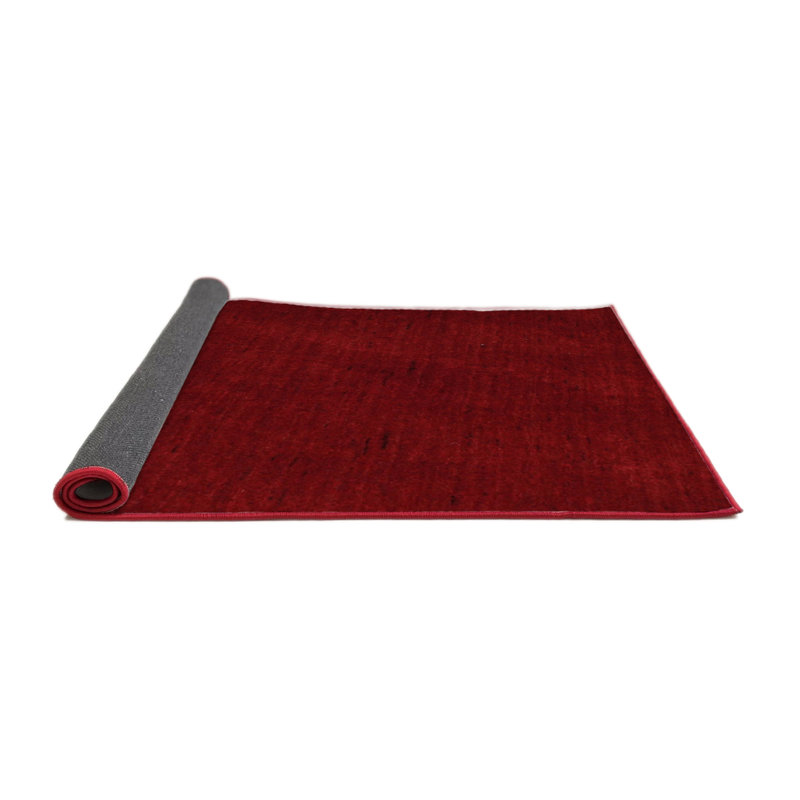 Tapis contemporain marron / rouge, Rond 6 pi
