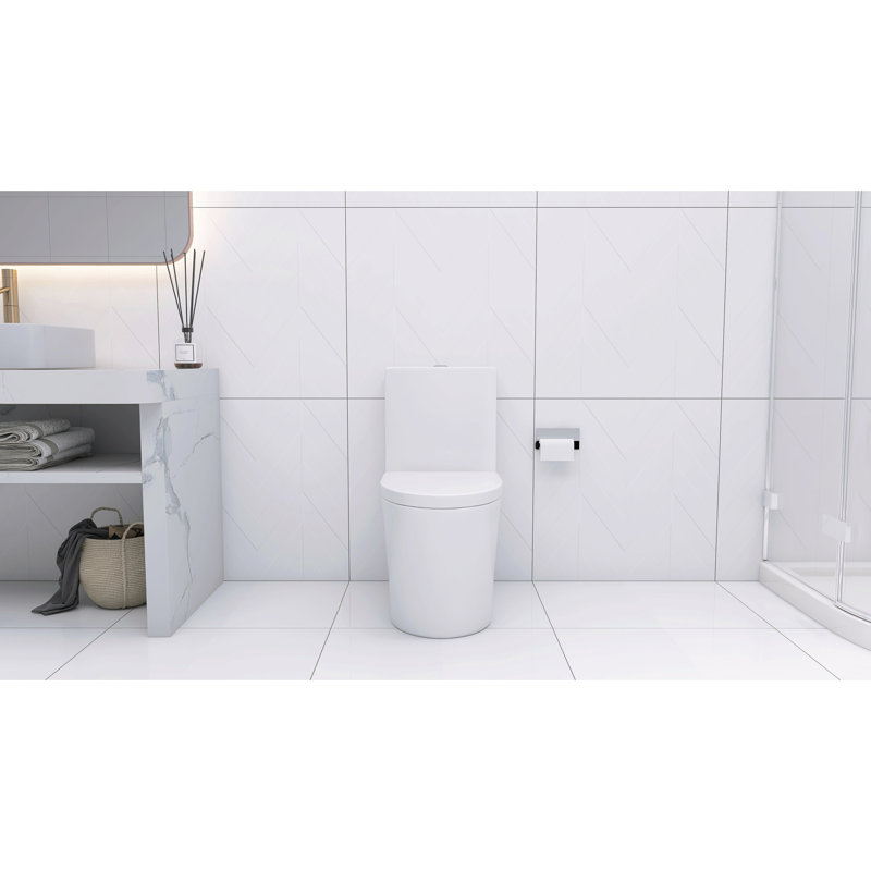 Porcelain Elongated Toilet With Efficient Flush And Long-Lasting Construction White 360 Degree Powerful, White