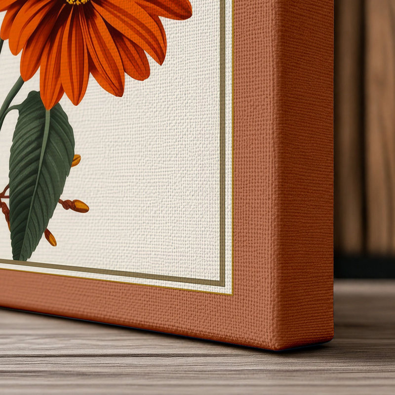 Study in Bloom Botanical - Wrapped Canvas, 18x12 - 45.7 x 30.5 cm, Terracotta Border