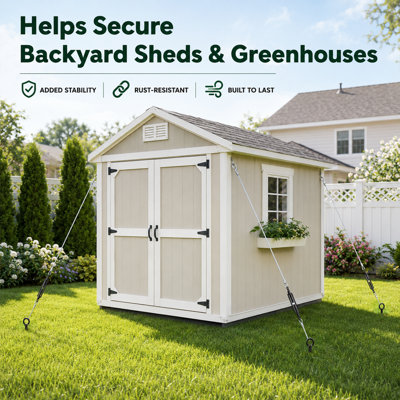 18" Shed, Gazebo, and Trampoline Ground Anchor Kit with Cable and Turnbuckles