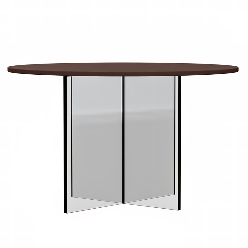 Table basse ronde en bois aggloméré Ballyclug, Noyer, H 16,06 po x L 27,5 po x l 27,5 po