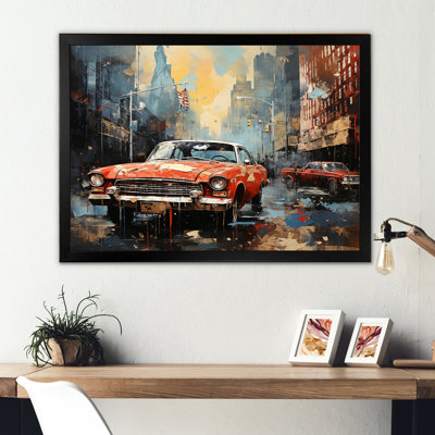 Collage de voitures anciennes - reproduction de toile rétro