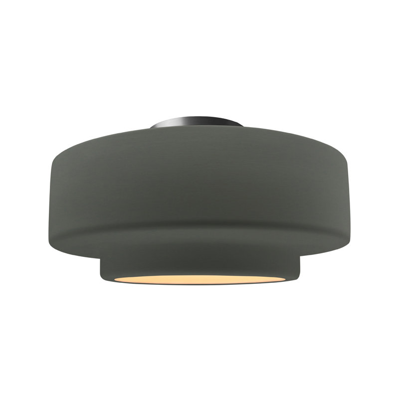 Plafonnier semi-encastré Radiance, H 8 po x l 16,5 po x P 16,5 po, Étain, vert, Nickel brossé
