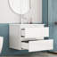 Ensemble de meuble-lavabo 24 po avec lavabo, armoire avec 2 grands tiroirs, système de fermeture en douceur, 2 grands tiroirs, conception sans poignée, assemblage facile, blanc brillant