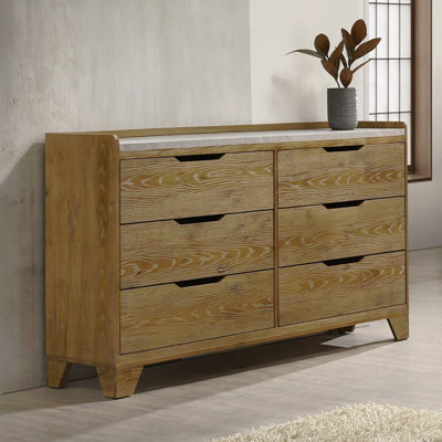 Transitional Brown Finish Bedroom Storage Dresser&Chest With Drawer Solid Rubberwood Furniture 1pc