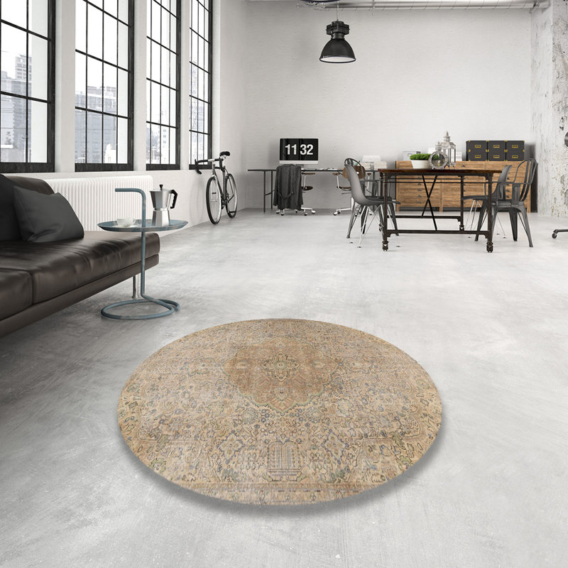 Tapis décoratif gris oriental éthakin, Rond 6 pi