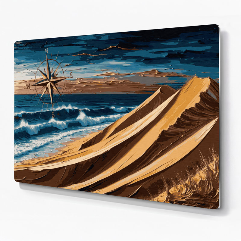 Nautical Sand dunes Brown Metal Wall Art, 11" H x 14" W