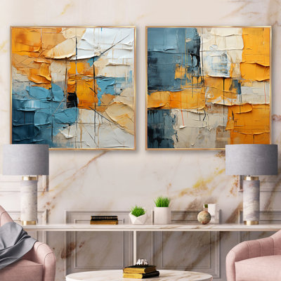«Rhythmic Abstraction - Abstract Collages Square», ensemble de 2 collages