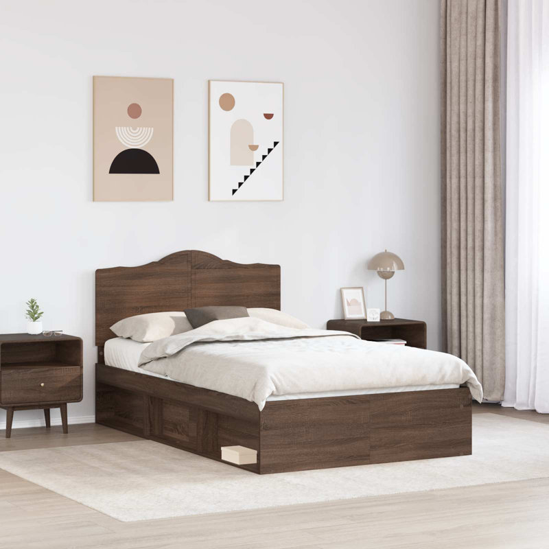 Solid Wood Bed, Small Double (4'), Brown Oak