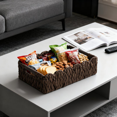 Panier de rangement en papier de toilette tissé avec poignées, organisateur de comptoir de salle de bain polyvalent pour décor de chambre à coucher, de chambre de bébé et de cuisine