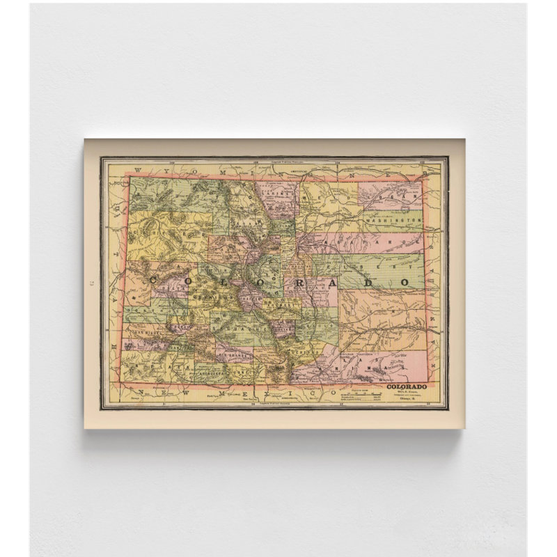 Rétro carte de l'État du Colorado, art mural éducatif, carte de couleur, affiche encadrée, bureau rétro, décoration, carte des États-Unis