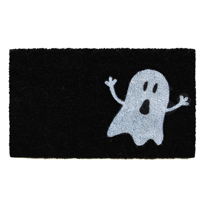 Tapis d'extérieur antidérapant Daphine Ghost, Rectangle 1 pi 5 po x 2 pi 5 po, Noir / blanc
