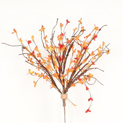 Arrangement floral de feuilles de feuillage d'automne artificiel de 24 po pour remplissage de vase, tige de branche rustique longue pour centres de table de salle à manger, décoration de fête de l'Action de grâce