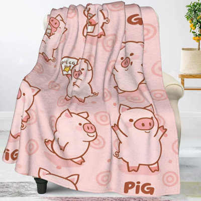Mignon petit cochon rose jeté ultra doux et chaud toutes les couvertures décoratives en molleton pour chaise de lit, canapé, canapé, chambre à coucher, 60 po x 50 po