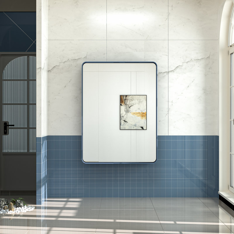 Miroir d'appoint Tyro, Bleu, Rectangulaire, 48 po x 36 po