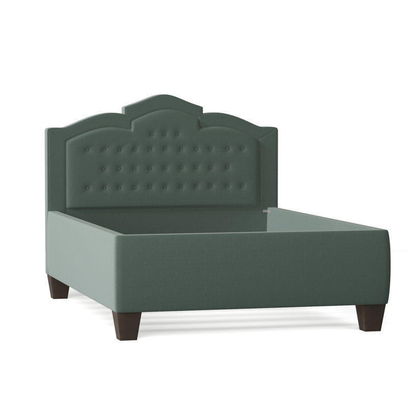 Sheila Upholstered Bed, Queen, Bella Black Performance Velvet, Brown Mahogany