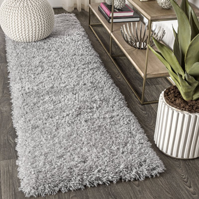 Aydin Solid Plush Shag Gray Rug
