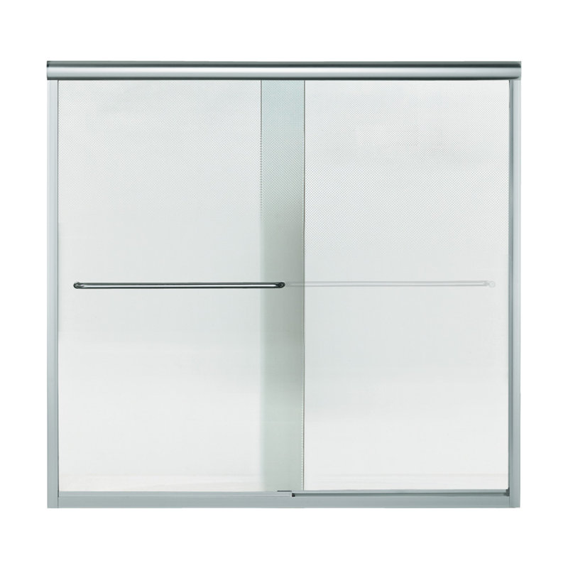 Finesse 59.63" x 58.06" Bypass Frameless Bath Door, Silver