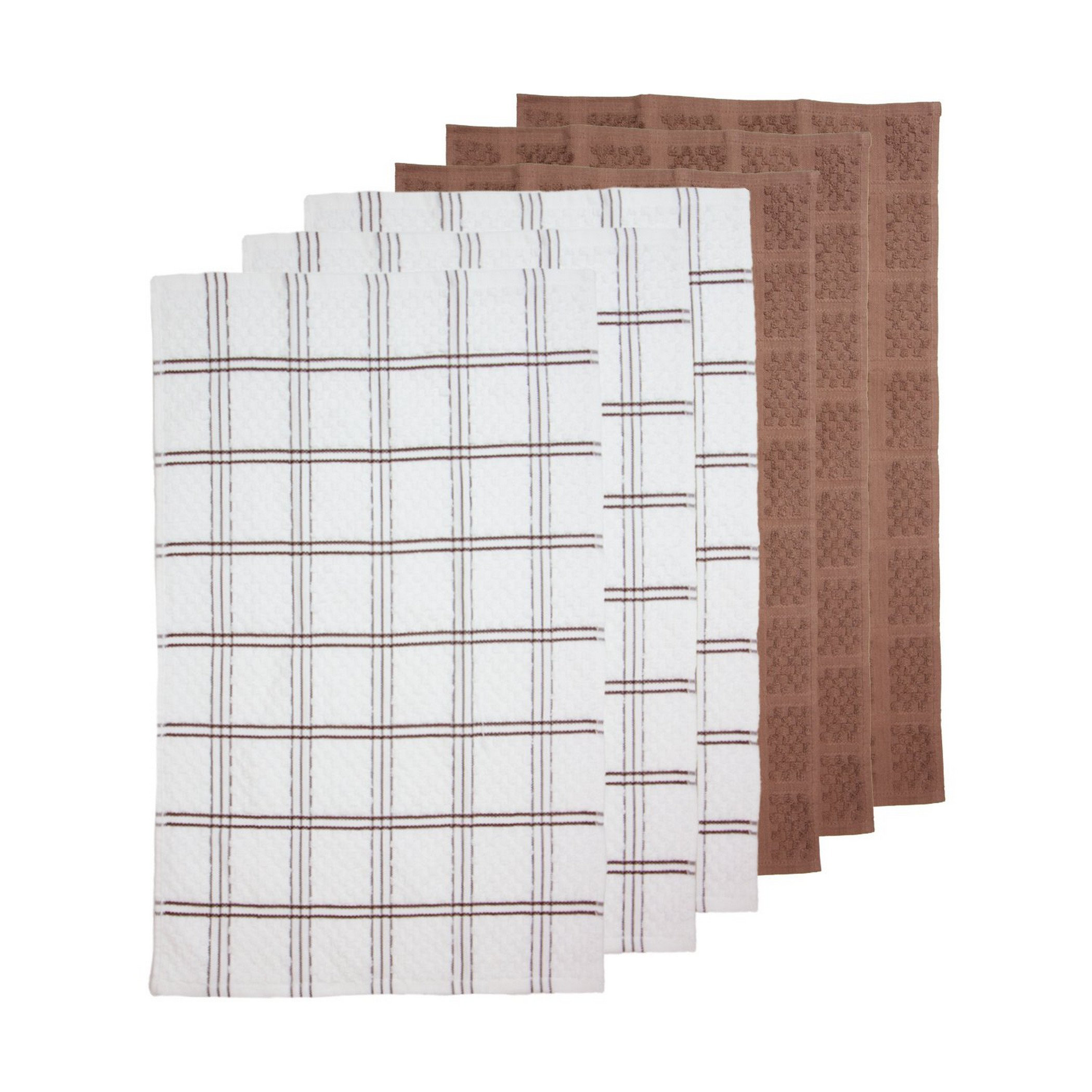 Dishcloth Tea & Kitchen Towels 100% Cotton Jacquard Extra Large 16x26 Inches (Set of 12) Red Barrel Studio Color: White/Brown