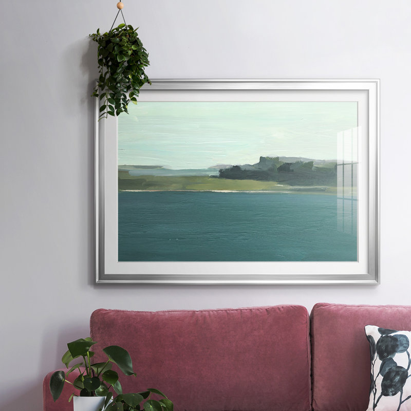 Calming Lake View II, reproduction d'art encadrée, Argent, H 27 po x l 39 po x P 1,5 po
