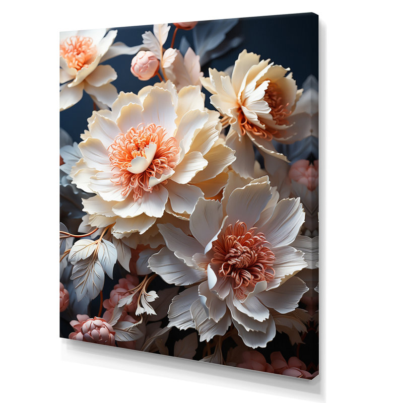 Pivoines Cattaleya, H 32 po x l 16 po x P 1 po, Toile tendue