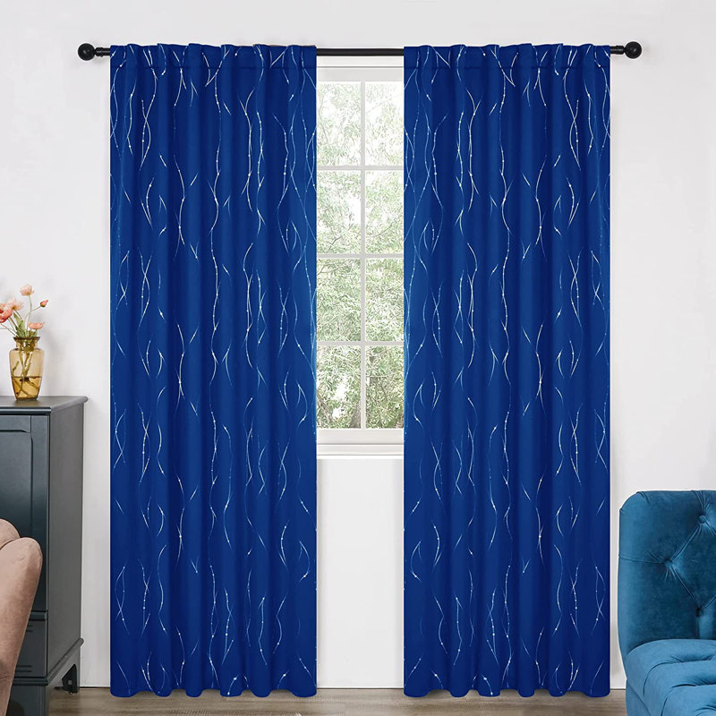 Deenie Room Darkening Curtain Pair, 52'' W x 84'' L, Blue
