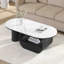 Table basse ovale de luxe moderne, table basse de 47,24 po avec tiroir de rangement, plateau en faux marbre, table centrale en métal noir pour le salon-360834290-360834289
