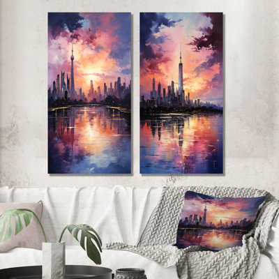 Mystical Skyline Hues - ensemble de 2 impressions sur toile de paysage
