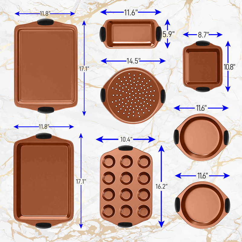 Nutrichef 8 Piece Non-Stick Steel Bakeware Set