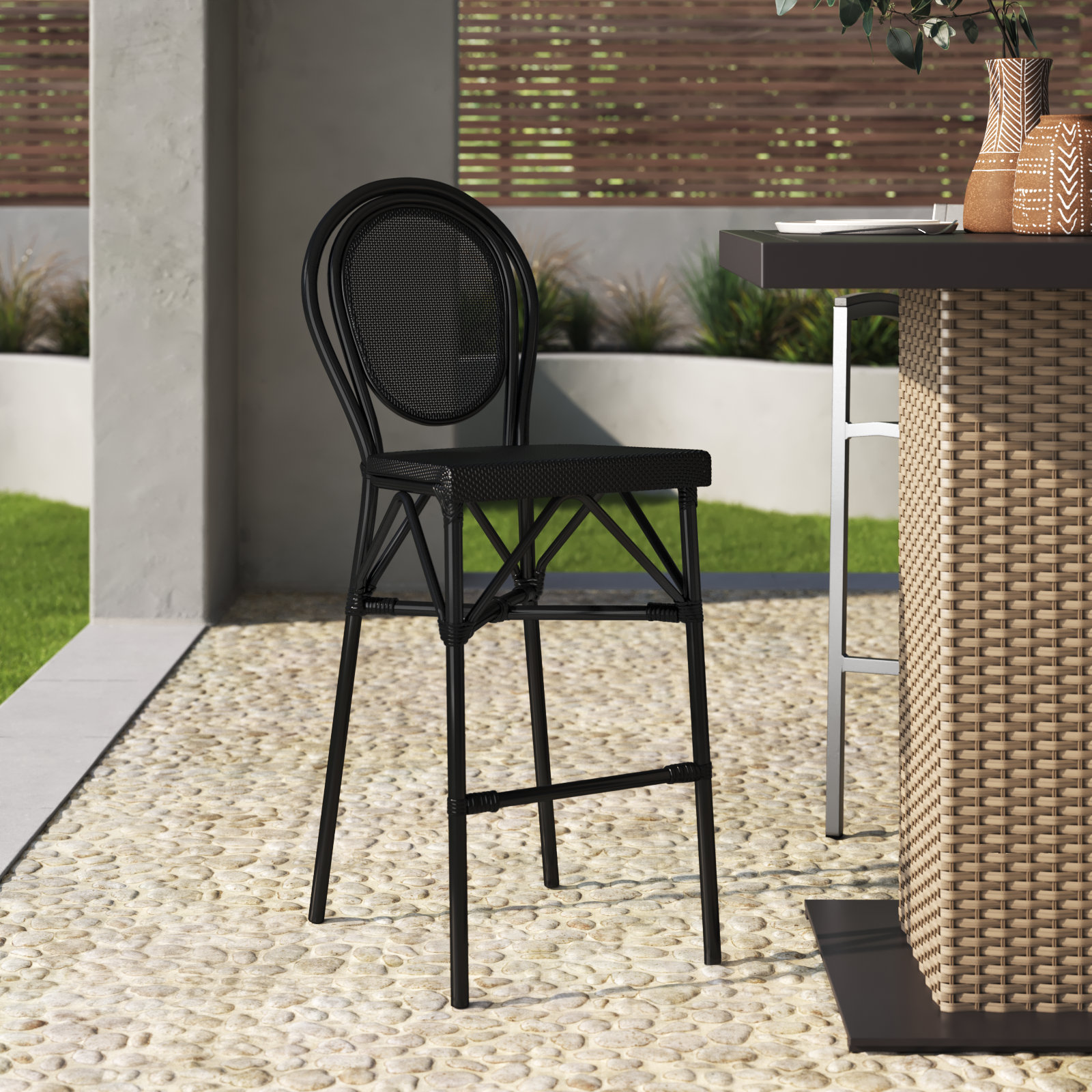 Abode 45.28'' Outdoor Bar Stool, Black