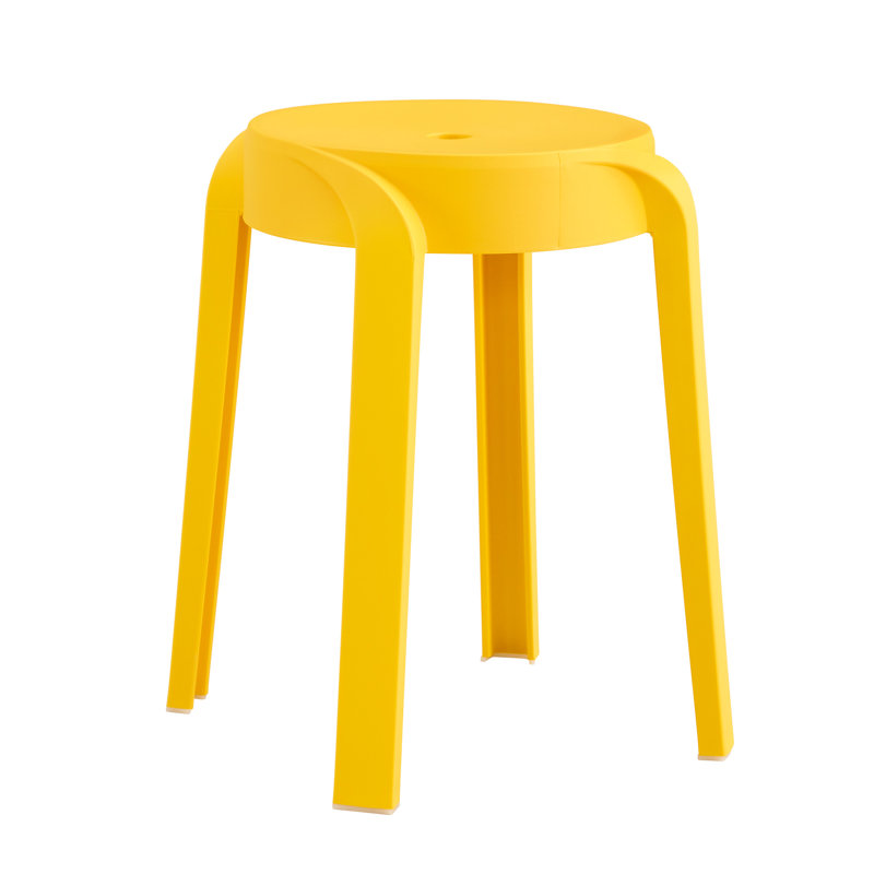 6 Plastic Stackable Chairs, Smooth Surface, 11.8" Product Depth, Versatile Seating, Mustard Stools - User- And Practical