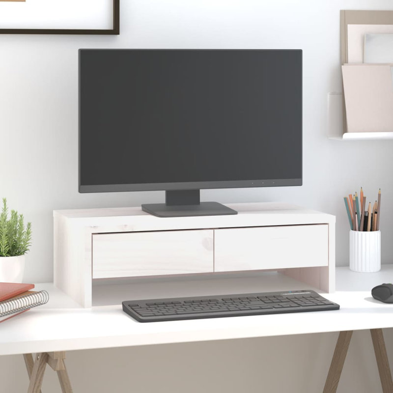 Lacandis Wood Monitor Stand, 15cm H x 50cm W x 27cm D, White