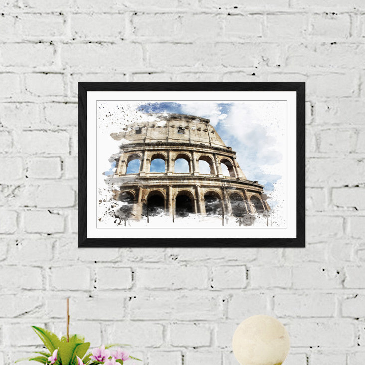 Coliseum Rome Italy - Wall Art, 45cm H x 62cm W, Framed Picture