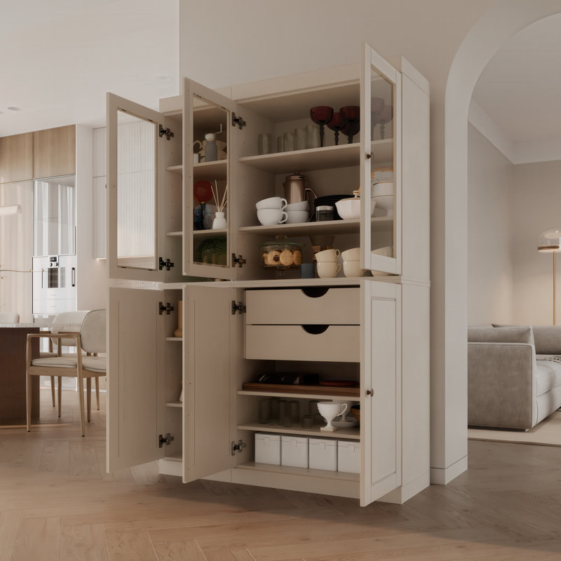 Vaisselier 100% bois massif Bryann Palace Imports, Beige
