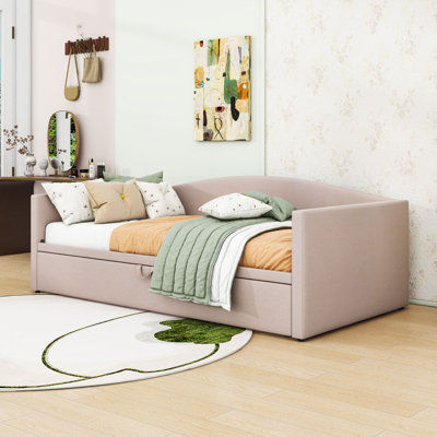 Twin Velvet Upholstered Daybed with Pop-Up Trundle