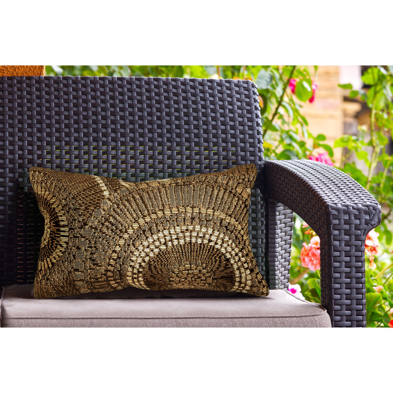 Marina Circles Indoor/Outdoor Pillow Saffron 12" X 18", Brown