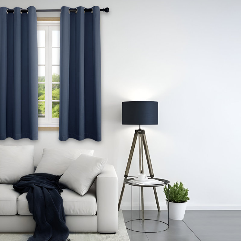 Ranheid Blackout Curtain Pair, Cobalt, 46cm Width x 160cm Drop