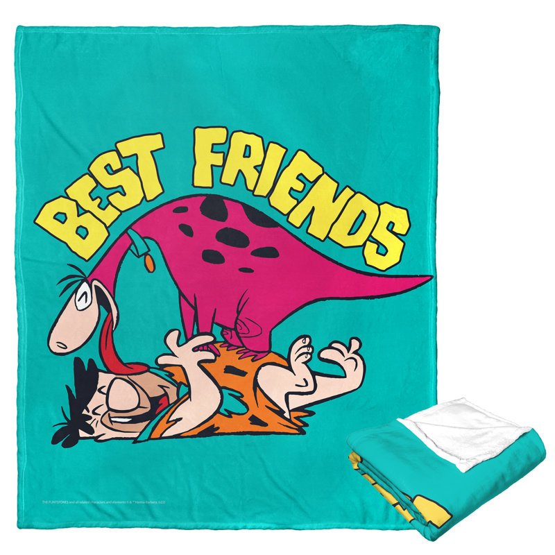 Flintstones Best Friends Teal and Pink Silk Touch Throw Blanket