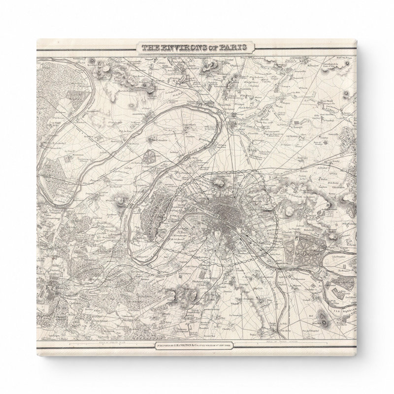 Les Environs de Paris (1857) - art mural carré sur toile, 12" W x 12" H