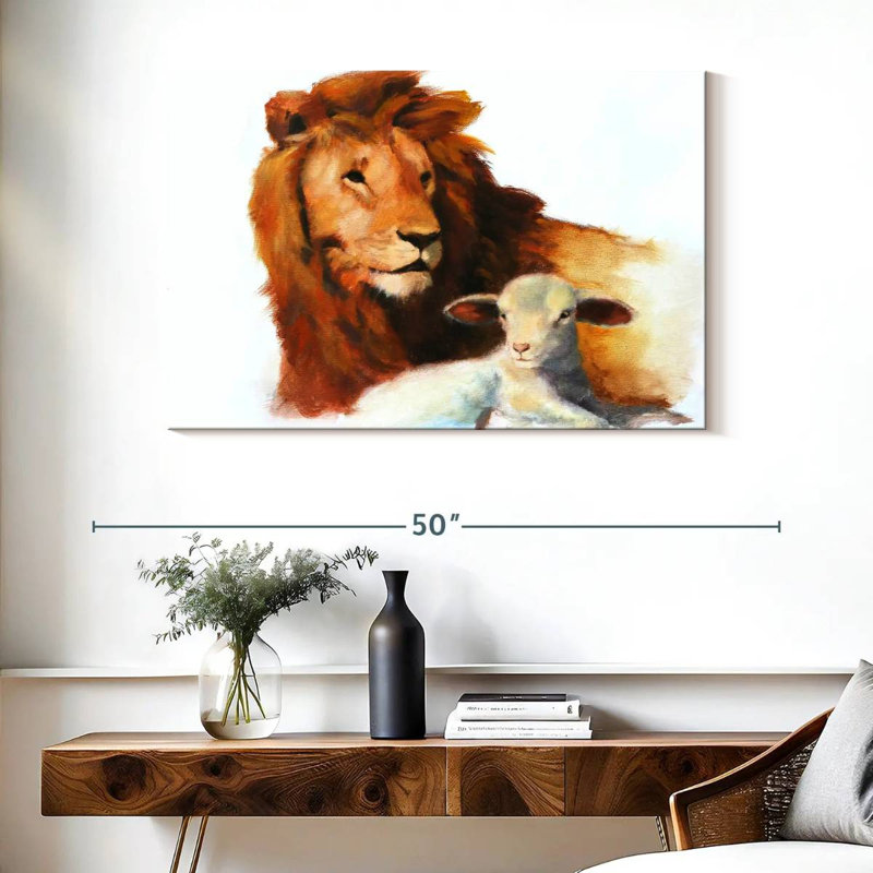 Brampt Lion And Lamb, 26" H x 39" W