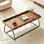 Table basse plateau en placage noyer avec pattes en métal épingle à cheveux, entièrement assemblée, table basse moderne pour salon
