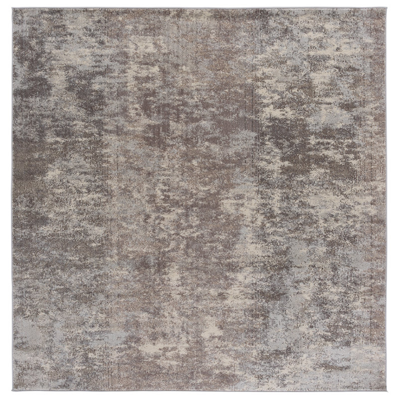 Tapis gris / bleu Gammage, Light Grey/Beige, Carré 8 pi