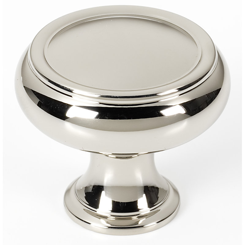Polished Nickel Round Cabinet Knob with Mounting Hardware